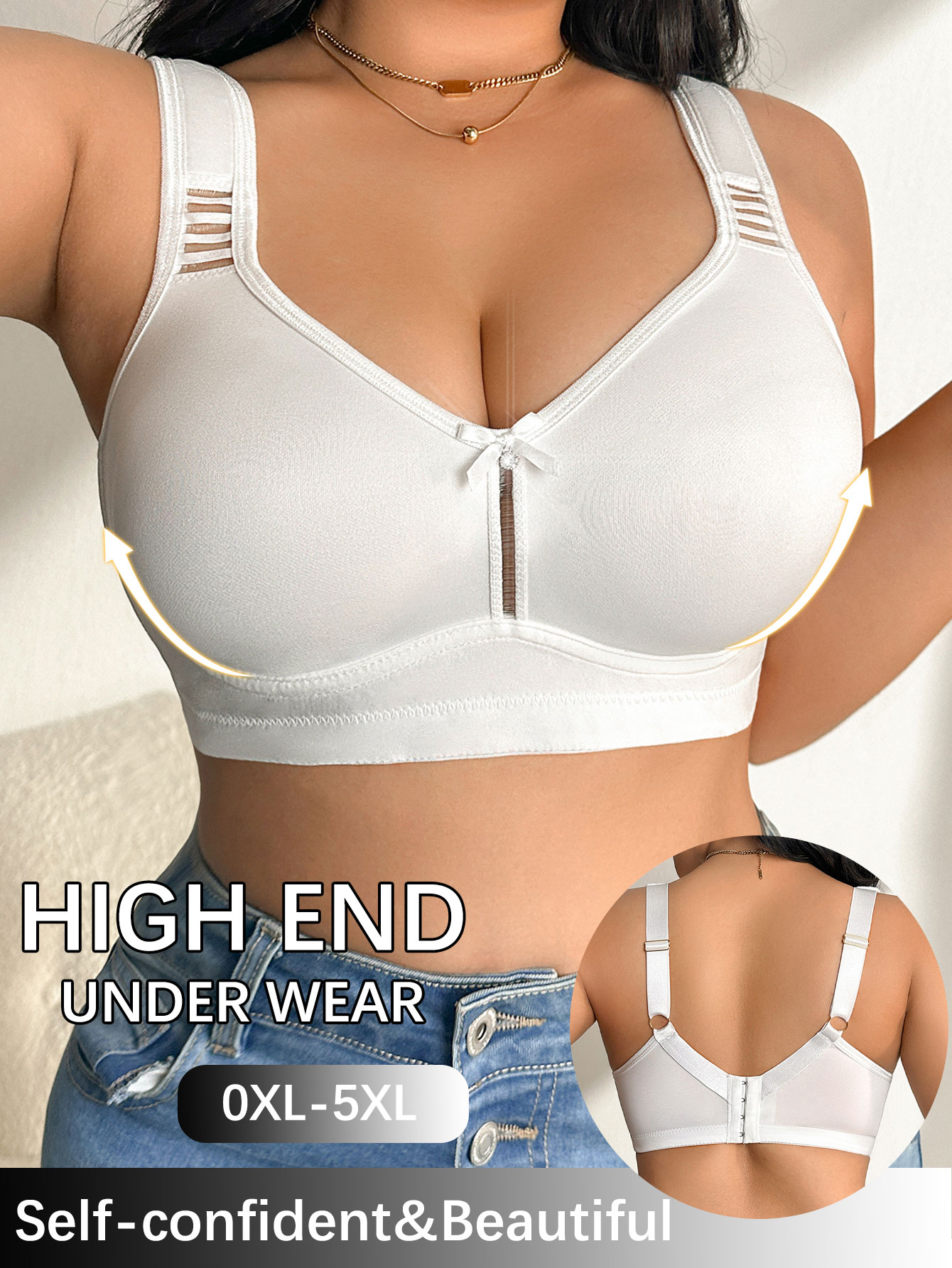 Push Up Bra Padded - Soutien-gorge sans armatures pour grandes tailles,
