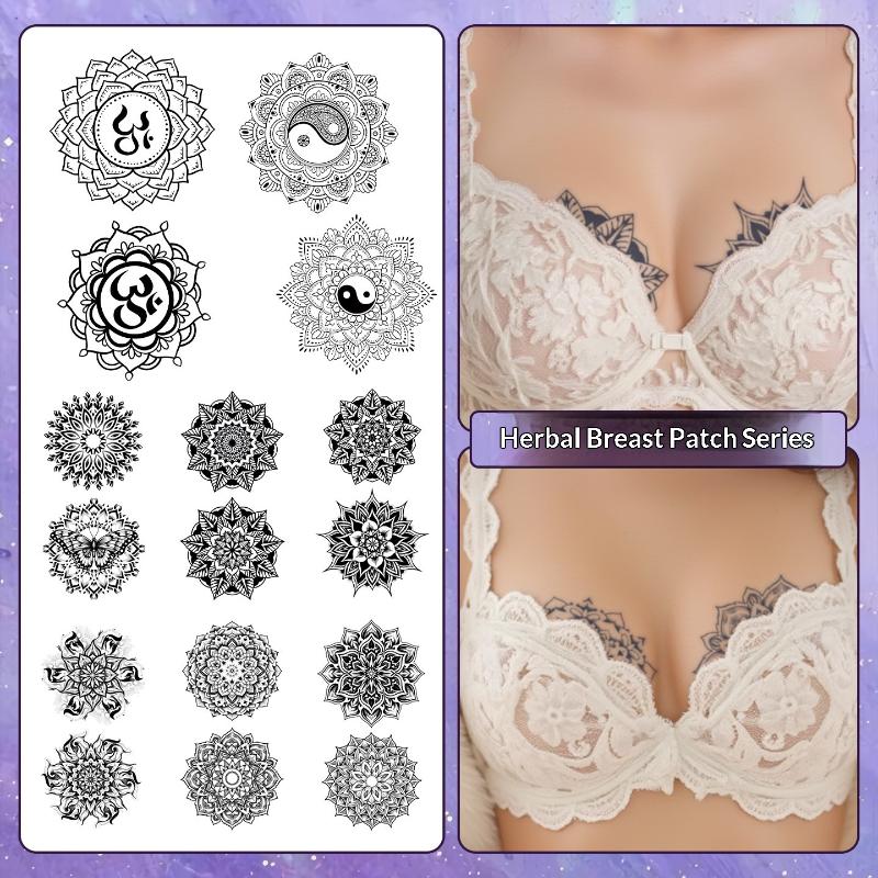 Nipple Cover Pasties - 2/3/6/8 feuilles, motifs Datura, tatouages temporaires